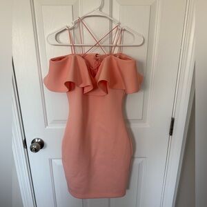 Guess Off Shoulder Mara Dress in Peach Queen size XS